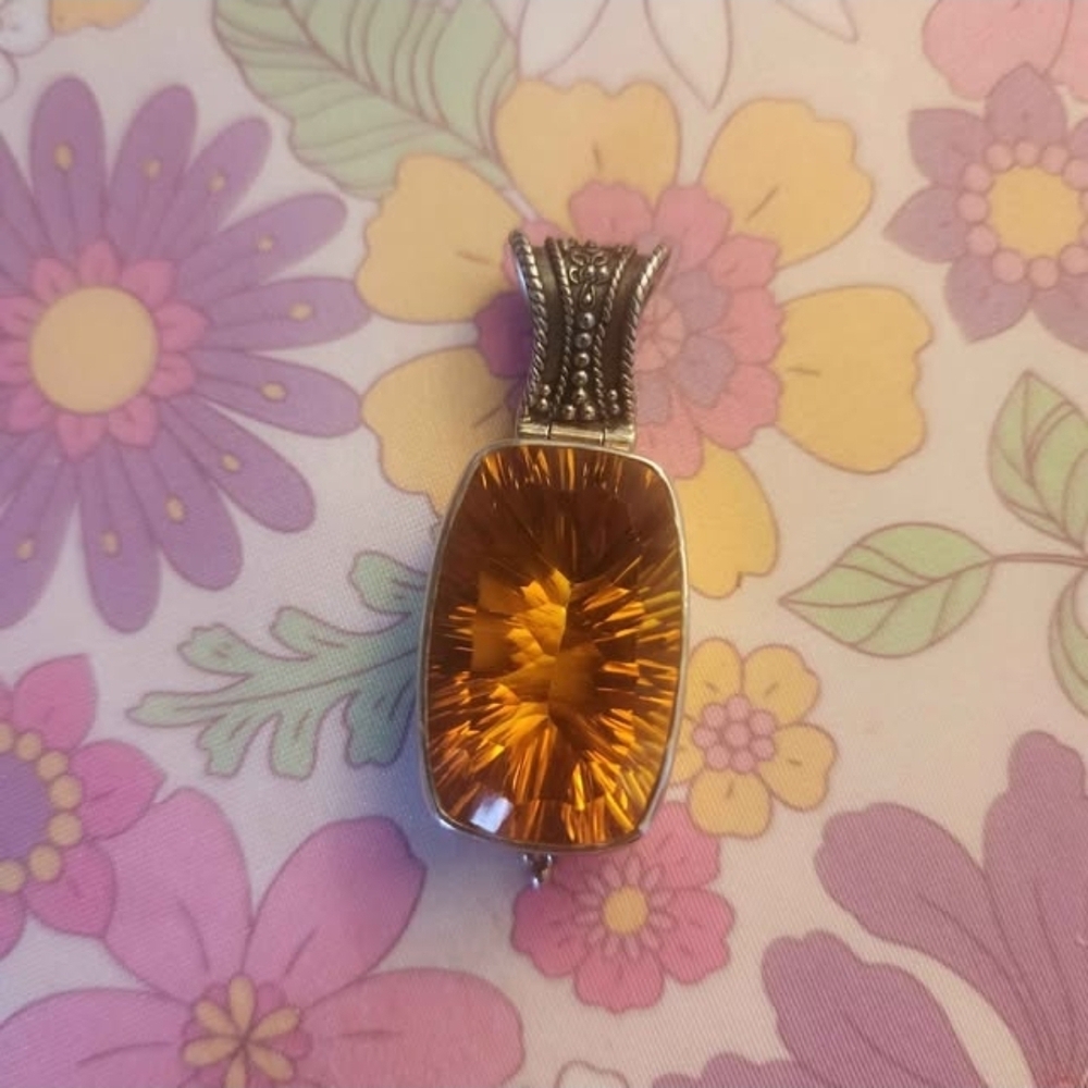 Gorgeous Orange CZ Pendant Sterling Silver